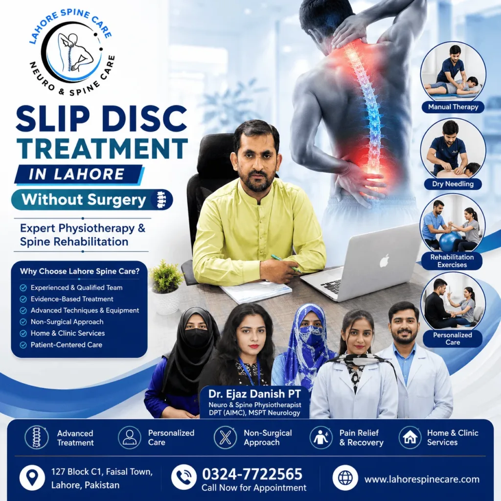 Slip Disc Treatment in Lahore Without Surgery | Fix Sciatica 1 Slip Disc Treatment in Lahore Without Surgery expert physiotherapy for disc bulge and Sciatica