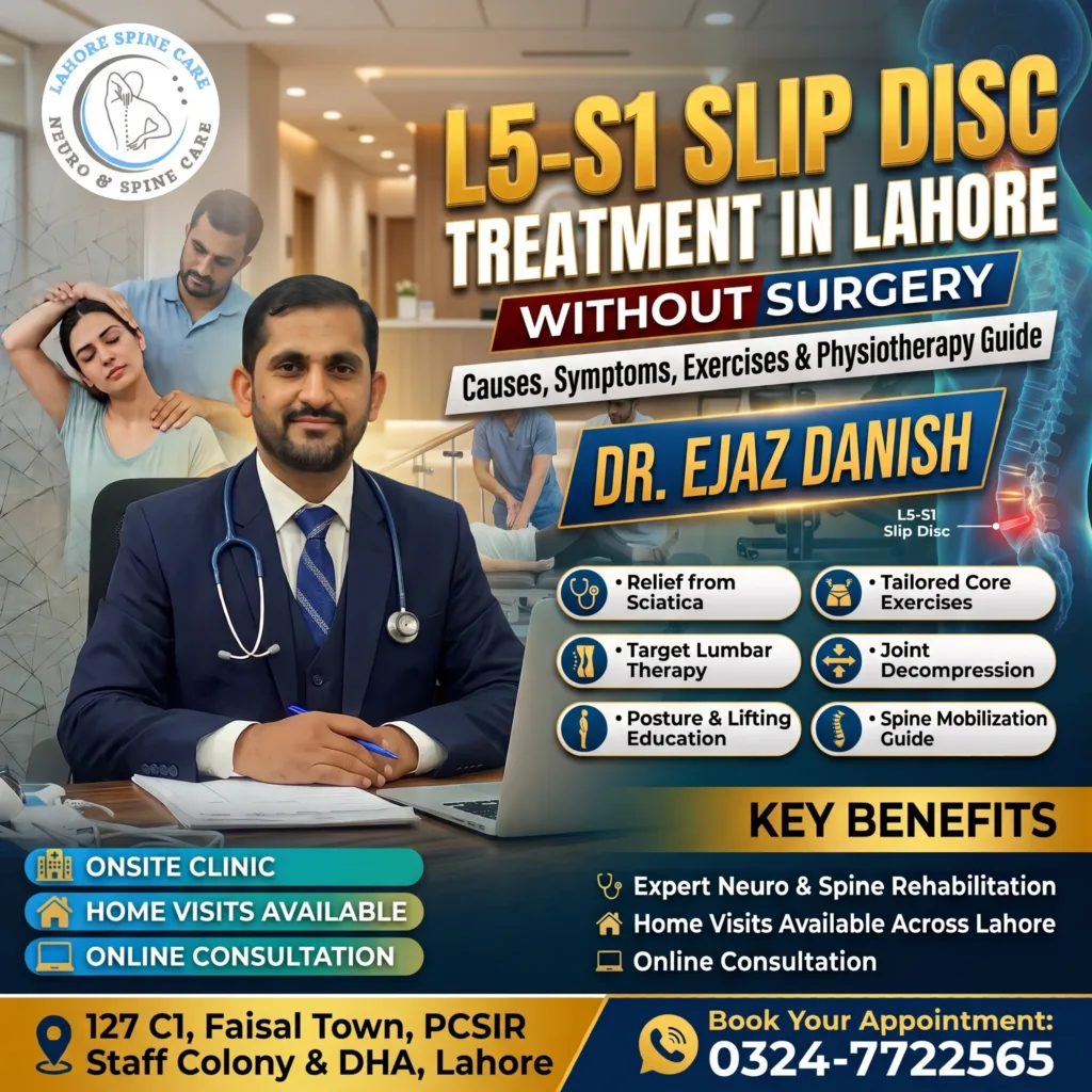 L5-S1 slip disc treatment in Lahore without surgery with physiotherapy exercises by Dr. Ejaz Danish at Lahore Spine Care